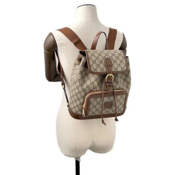 GUCCI Interlocking G GG Supreme Backpack PVC/Leather Beige/Brown 674147 - Picture 8 of 14